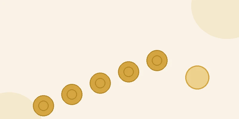 A flat illustration of a rising staircase of teal coins beside a small potted plant and a gold piggy bank on a pale cream background.