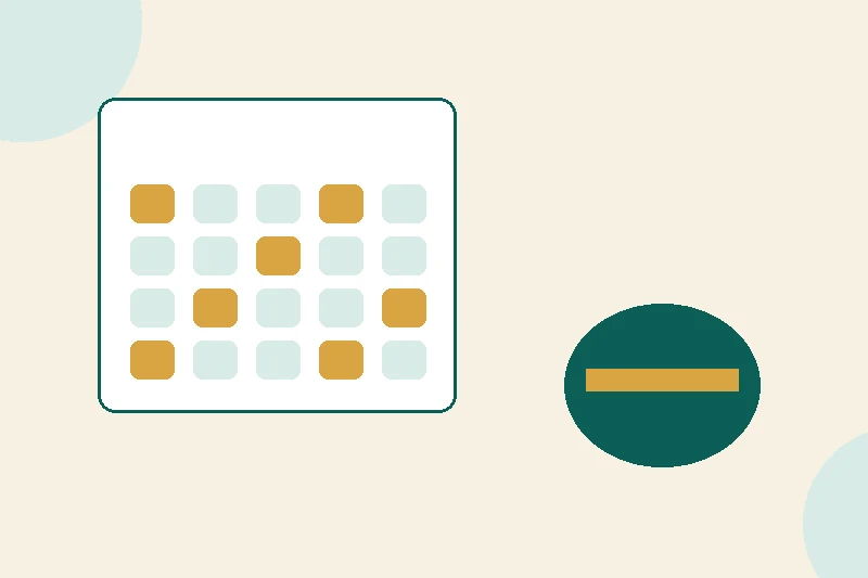 A flat illustration of a calendar with bill dates, a growing buffer cushion, and low-balance alerts on a pale cream background